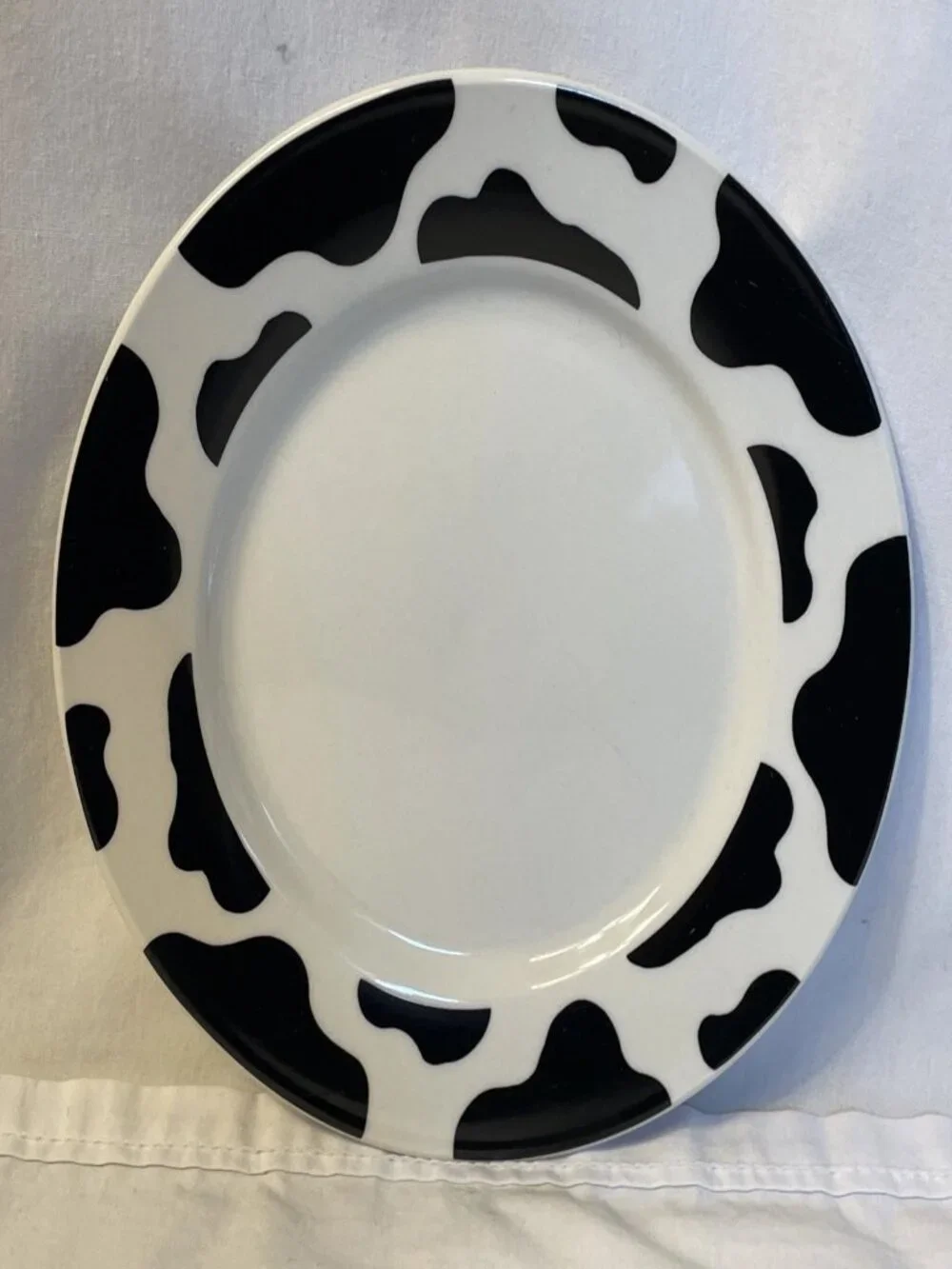 Vintage Cow Print Salad Dessert Plates Set of 2 Black White Stoneware 7.5